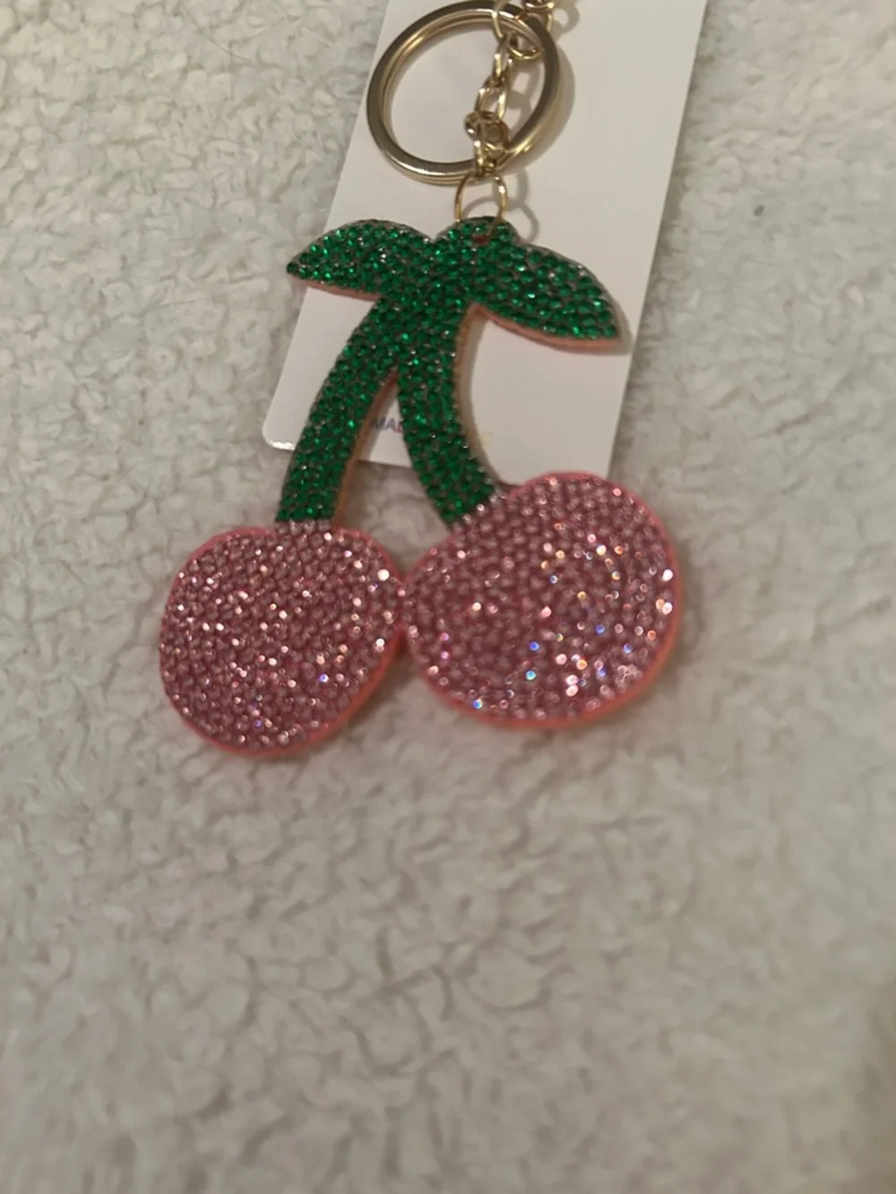 Rhinestone Cherry Bag Charm - Picture 2 of 3